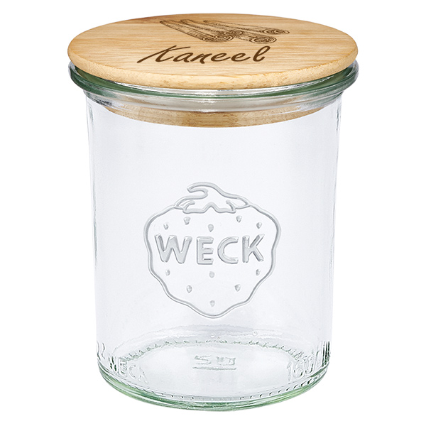 Houten dekselset "Kaneel" met WECK bekers 160ml