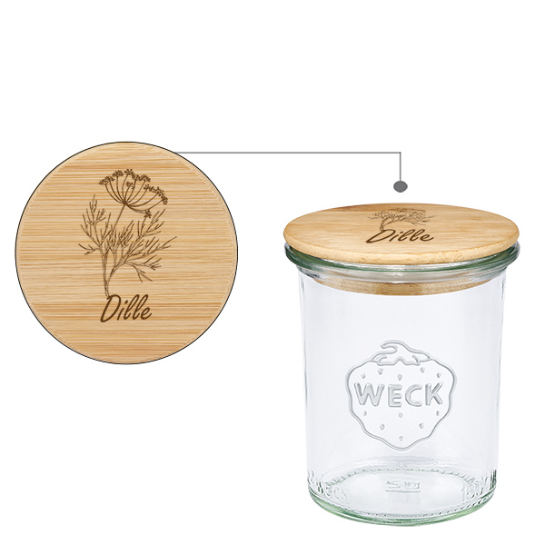 Houten dekselset "Dille" met WECK weckpot 160ml