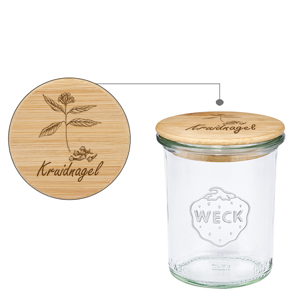 Houten dekselset "Kruidnagel" met WECK bekers 160ml