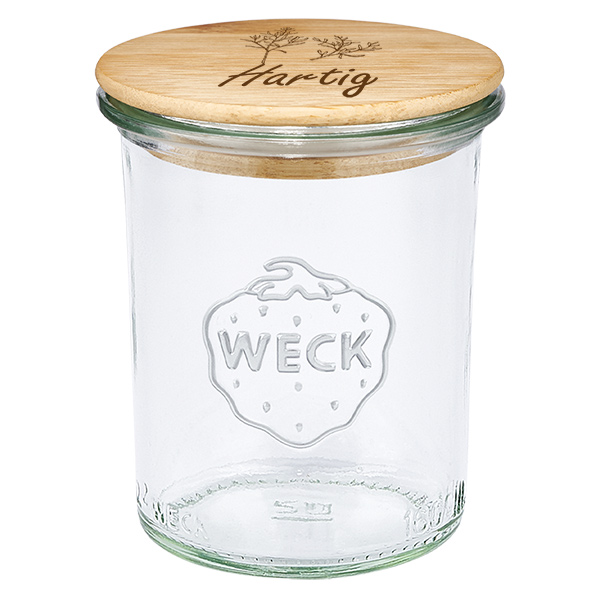 Houten dekselset "hartig" met WECK weckpot 160ml