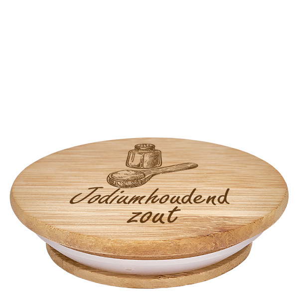 Houten deksel "Jodiumhoudend zout" voor WECK RR60