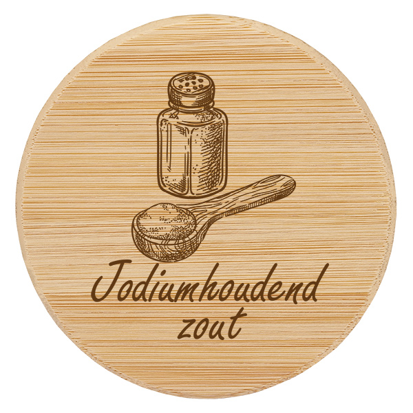 Houten deksel "Jodiumhoudend zout" voor WECK RR60