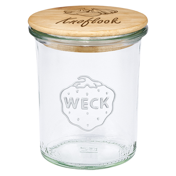 Houten dekselset "Knoflook" met WECK weckpot 160ml