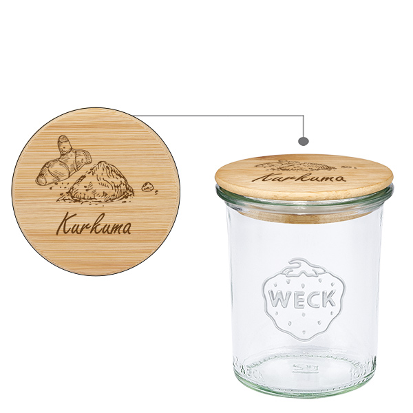 Houten dekselset "Kurkuma" met WECK weckpot 160ml