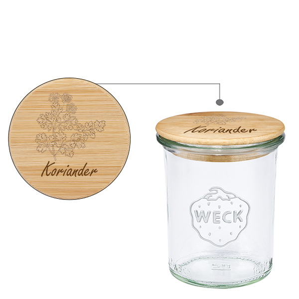 Houten dekselset "Koriander" met WECK weckpot 160ml