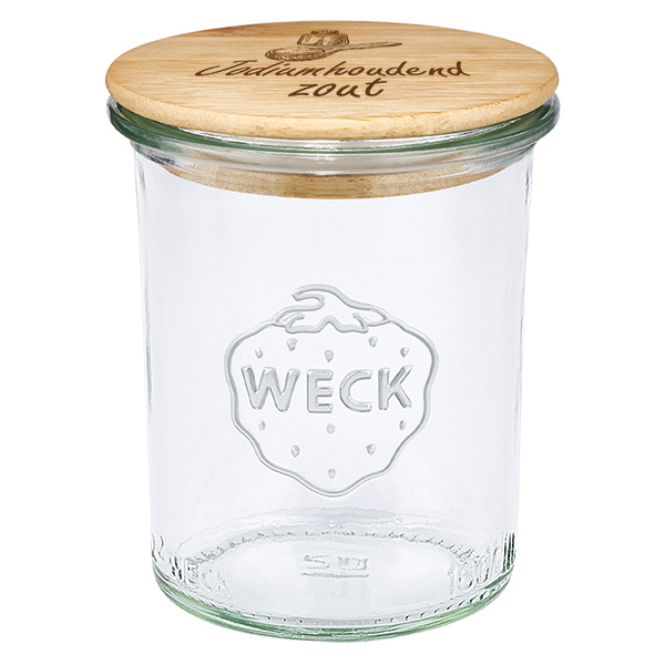 Houten dekselset "Jodiumhoudend zout" met WECK bekers 160ml