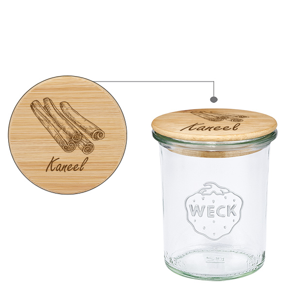 Houten dekselset "Kaneel" met WECK bekers 160ml