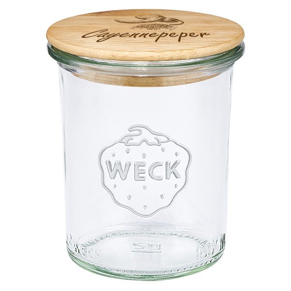 Houten dekselset "Cayennepeper" met WECK weckpot 160ml