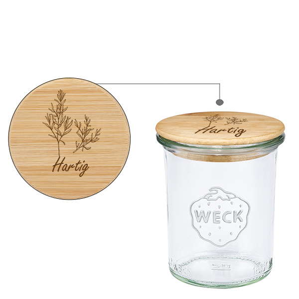 Houten dekselset "hartig" met WECK weckpot 160ml