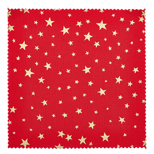 Stoffen doily sterren rood 120x120mm vierkant