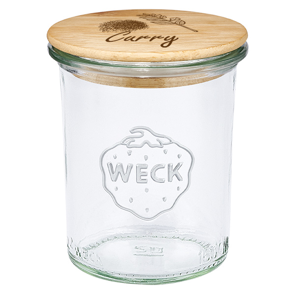 Houten dekselset "Curry" met WECK steelpannen 160ml