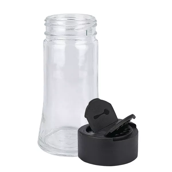 Zout/kruidenpotje 95ml met dubbele shaker zwart