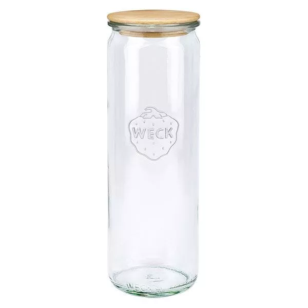 600ml cilinderglas WECK RR60 met hout deksel