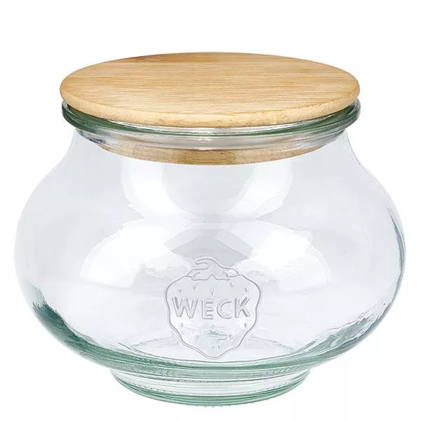 560ml juwelenglas WECK RR80 met hout deksel