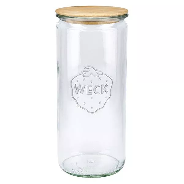 1040ml cilinderglas WECK RR80 met hout deksel