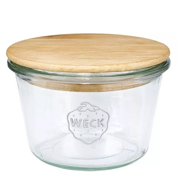 370ml stortglas WECK RR100 met hout deksel