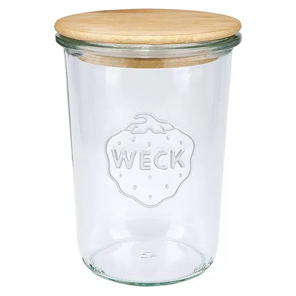 850ml stortglas WECK RR100 met hout deksel