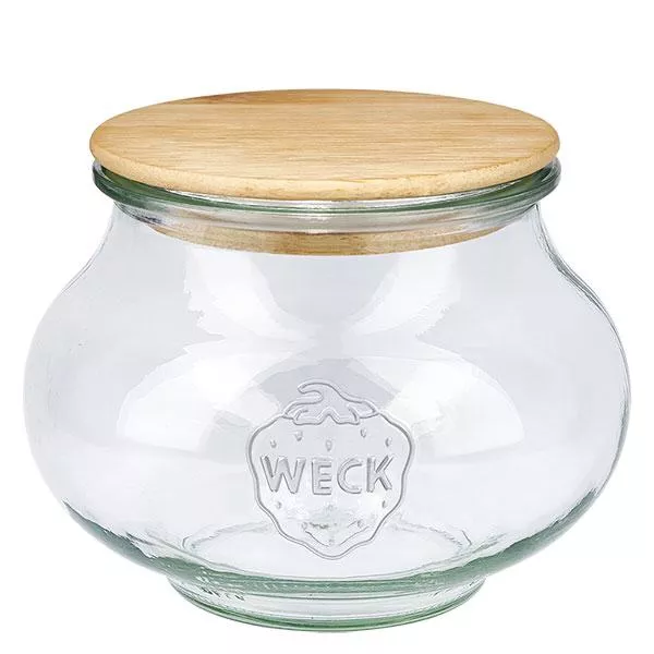 1062ml juwelenglas WECK RR100 met hout deksel