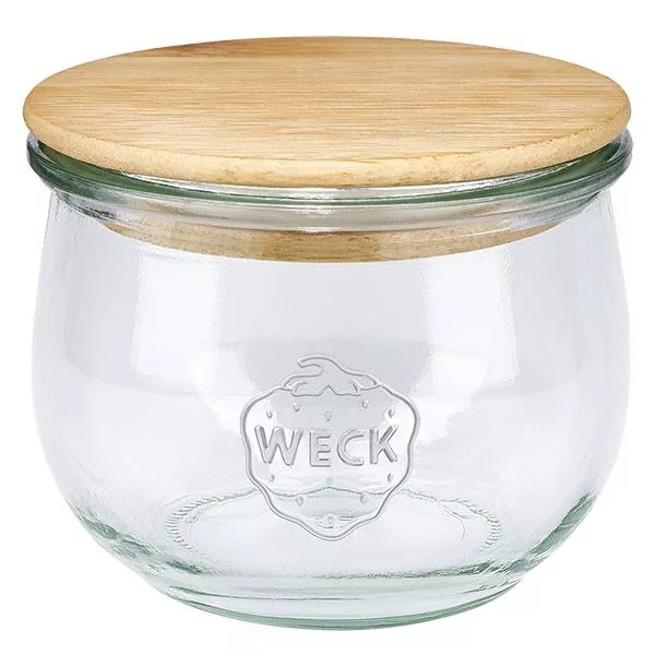 580ml tulpenglas WECK RR100 met hout deksel