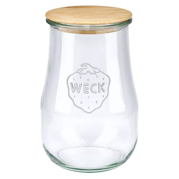 1750ml tulpenglas WECK RR100 met hout deksel