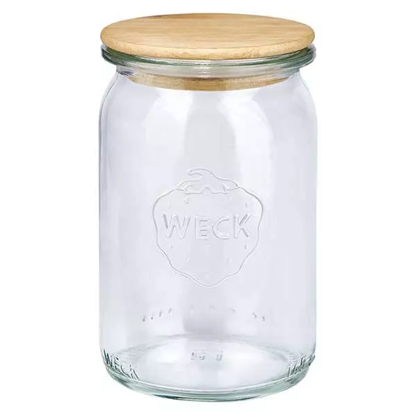 145ml cilinderglas WECK RR40 met hout deksel