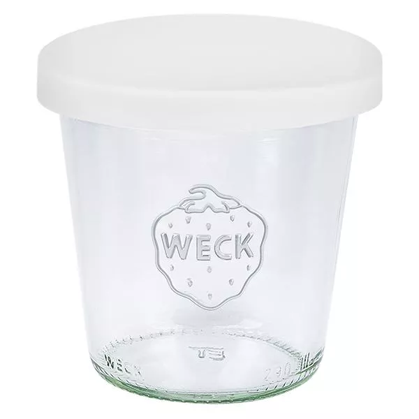 290ml stortglas hoge WECK RR80 met siliconenhoes wit