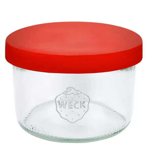 200ml stortglas WECK RR80 met siliconenhoes rood