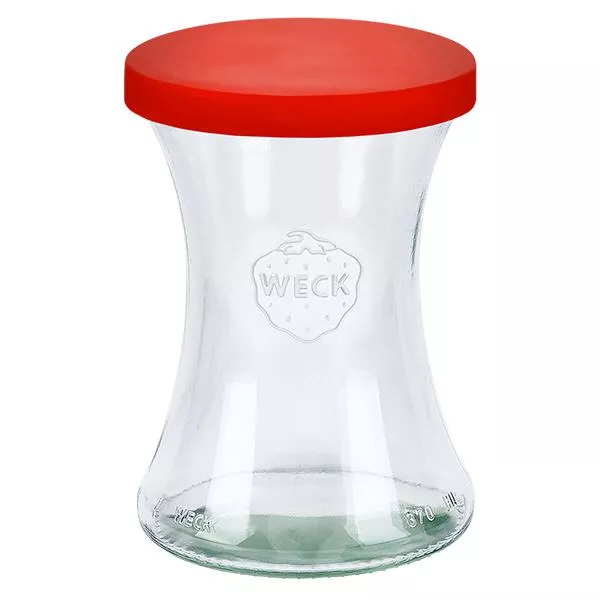 370ml delicatessenglas WECK RR80 met siliconenhoes rood