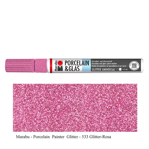 Krijt glitter roze 1-2mm voor glas/porselein (533)