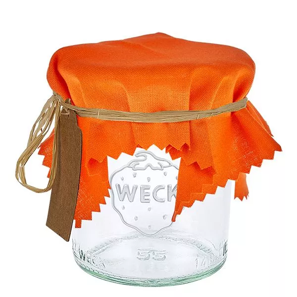 Stoffen lapje voor deksel oranje 15cm hoekig