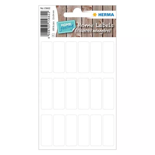 Universele etiketten wit (108 stickers) 12x34mm