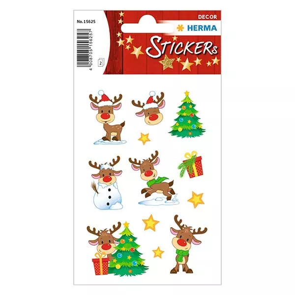 Rudolph stickers (24 stickers met glitter)