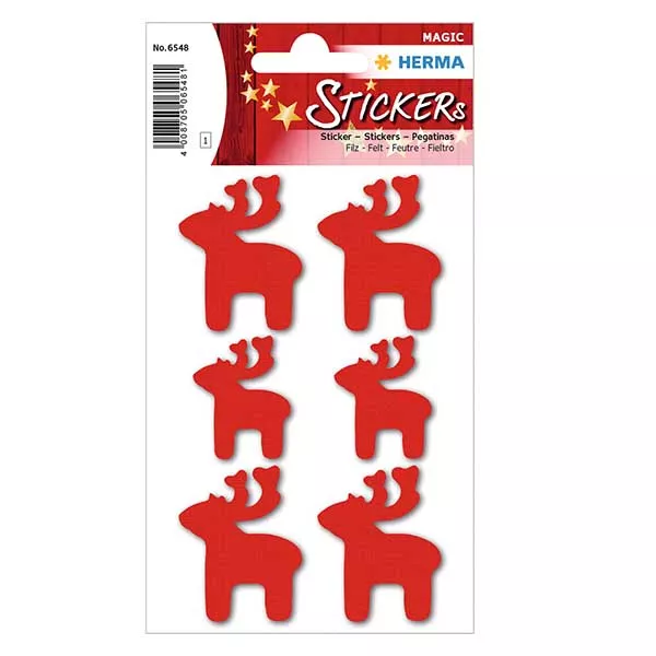 Vilten stickers "Pluizige eland" (6 stickers)