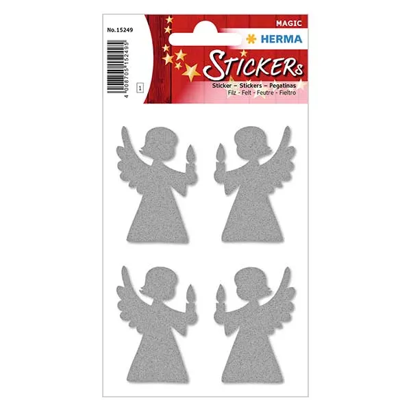 Vilten stickers "Engelen" (4 stickers met glitter)