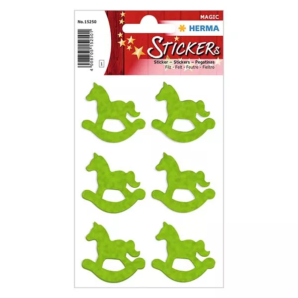 Vilten stickers "Hobbelpaard" (6 stickers)