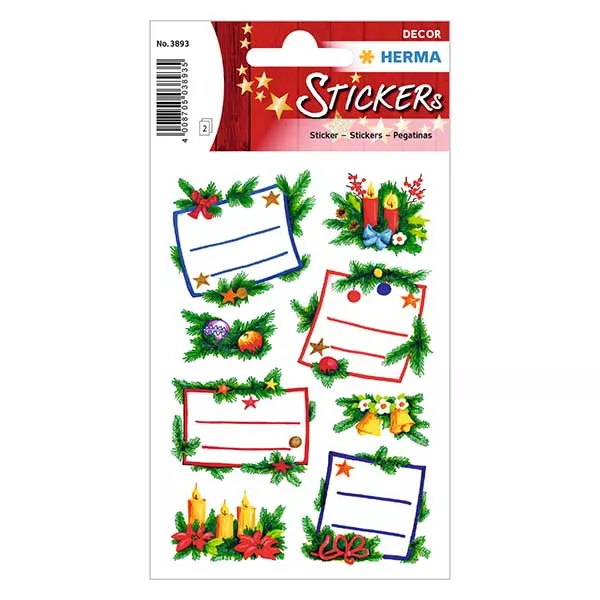 Sticker 'Kerstboomschikking' (16 stickers met glitter)