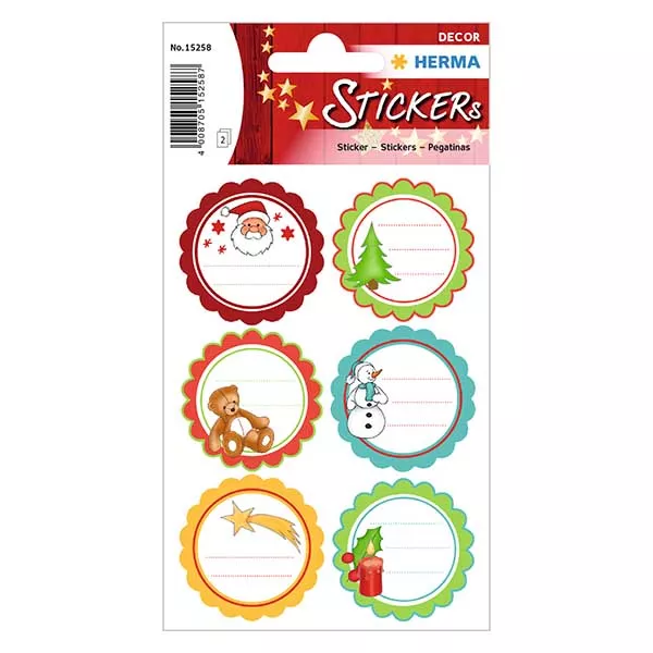 Stickers "Kerstwensen" (12 met glitter)