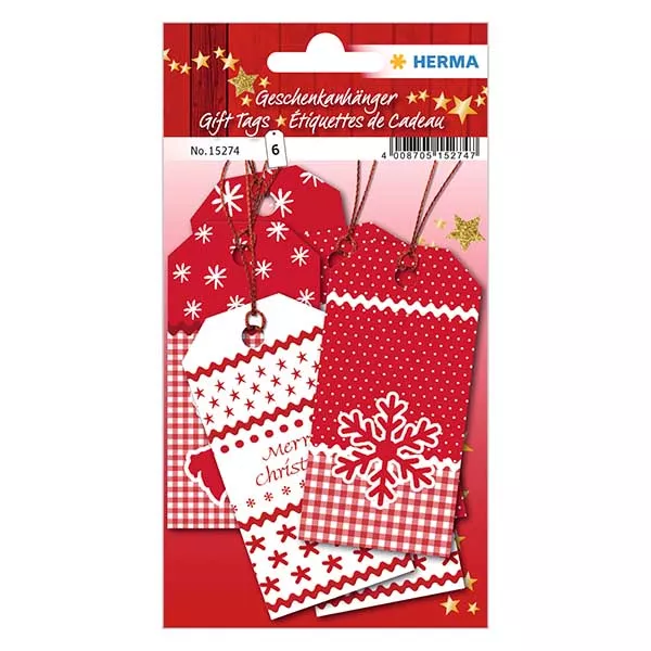 Label "White Christmas" (6 stuks) met glitter