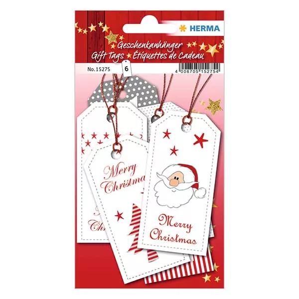 Label "XMAS" (6 stuks) met glitter