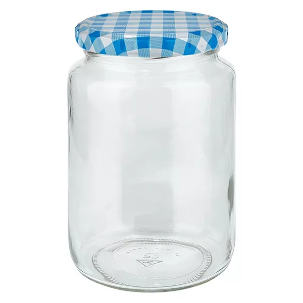 795ml rond glas met BasicSeal deksel blauw/wit UNiTWIST