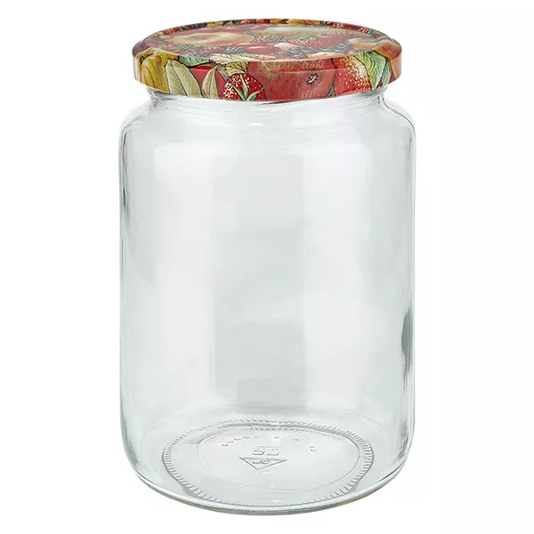 795ml rond glas met BasicSeal deksel Fruit decor UNiTWIST