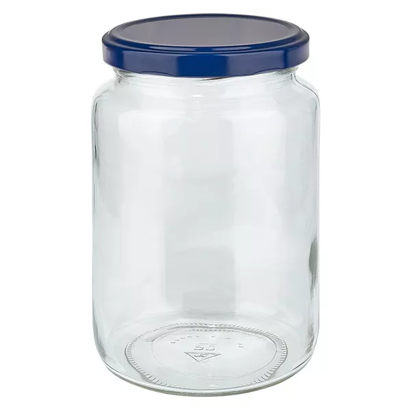 795ml rond glas met BasicSeal deksel blauw UNiTWIST