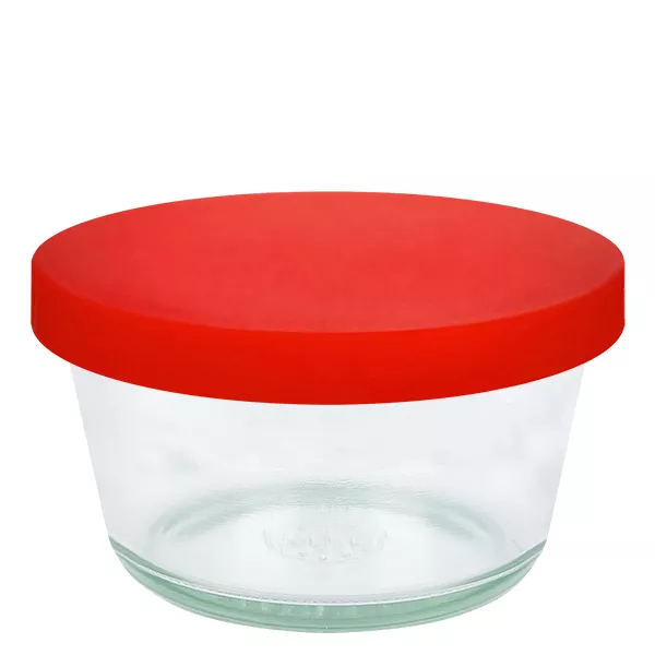 290ml gourmetglas WECK RR100 met siliconenhoes rood