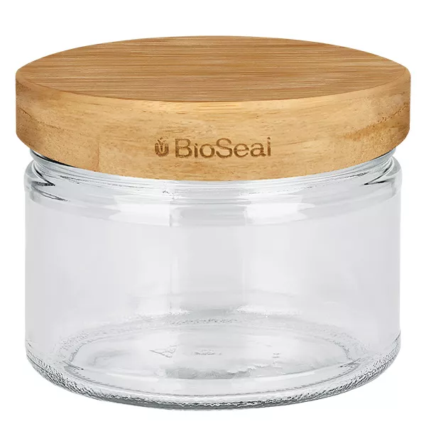 540ml rond glas met BioSeal 2-in-1 houten deksel UNiTWIST