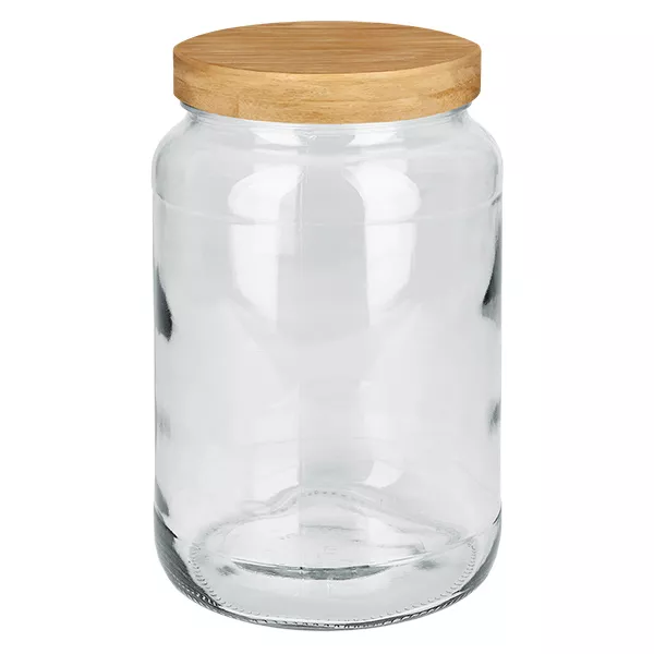 1700ml rond glas met BioSeal 2-in-1 houten deksel UNiTWIST