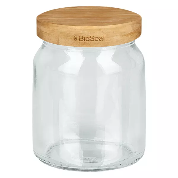 53ml rond glas met BioSeal 2-in-1 houten deksel UNiTWIST