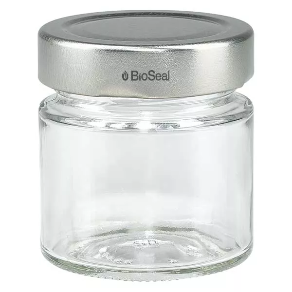 135ml rond glas met BioSeal deksel zilver deep UNiTWIST