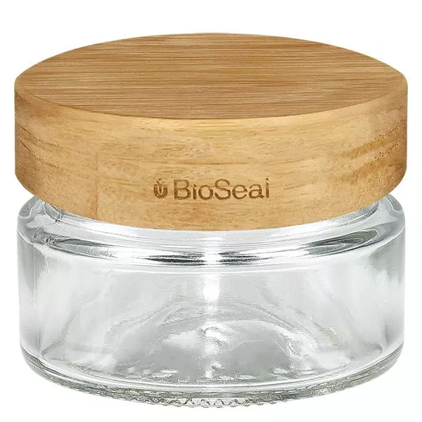 80ml rond glas met BioSeal 2-in-1 houten deksel deep UNiTWIST