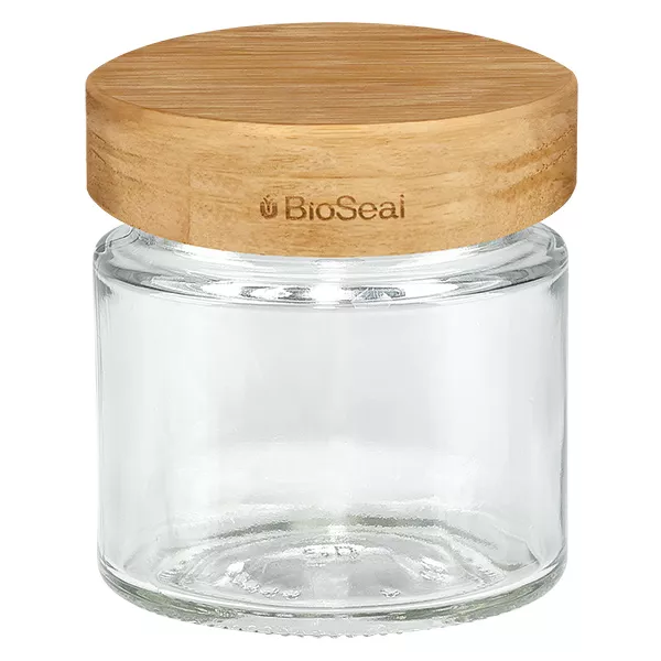 135ml rond glas met BioSeal 2-in-1 houten deksel UNiTWIST