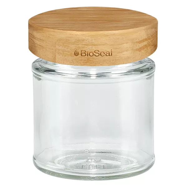 154ml rond glas met BioSeal 2-in-1 houten deksel UNiTWIST